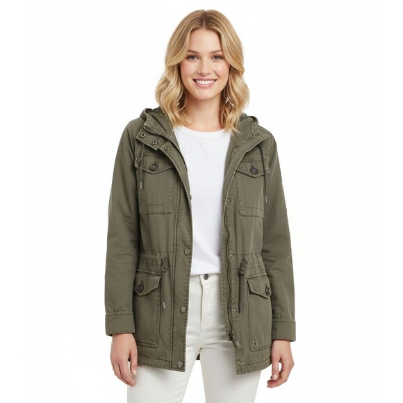Levis Jacket Womens Large Hooded Green Anorak Military Jacket - Picture 1 of 10